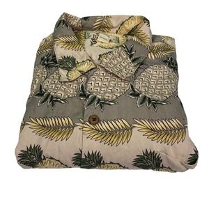 Tommy Bahama Shirt Mens XL 100% Silk Aloha Hawaiian Pineapple Tropical Vacation
